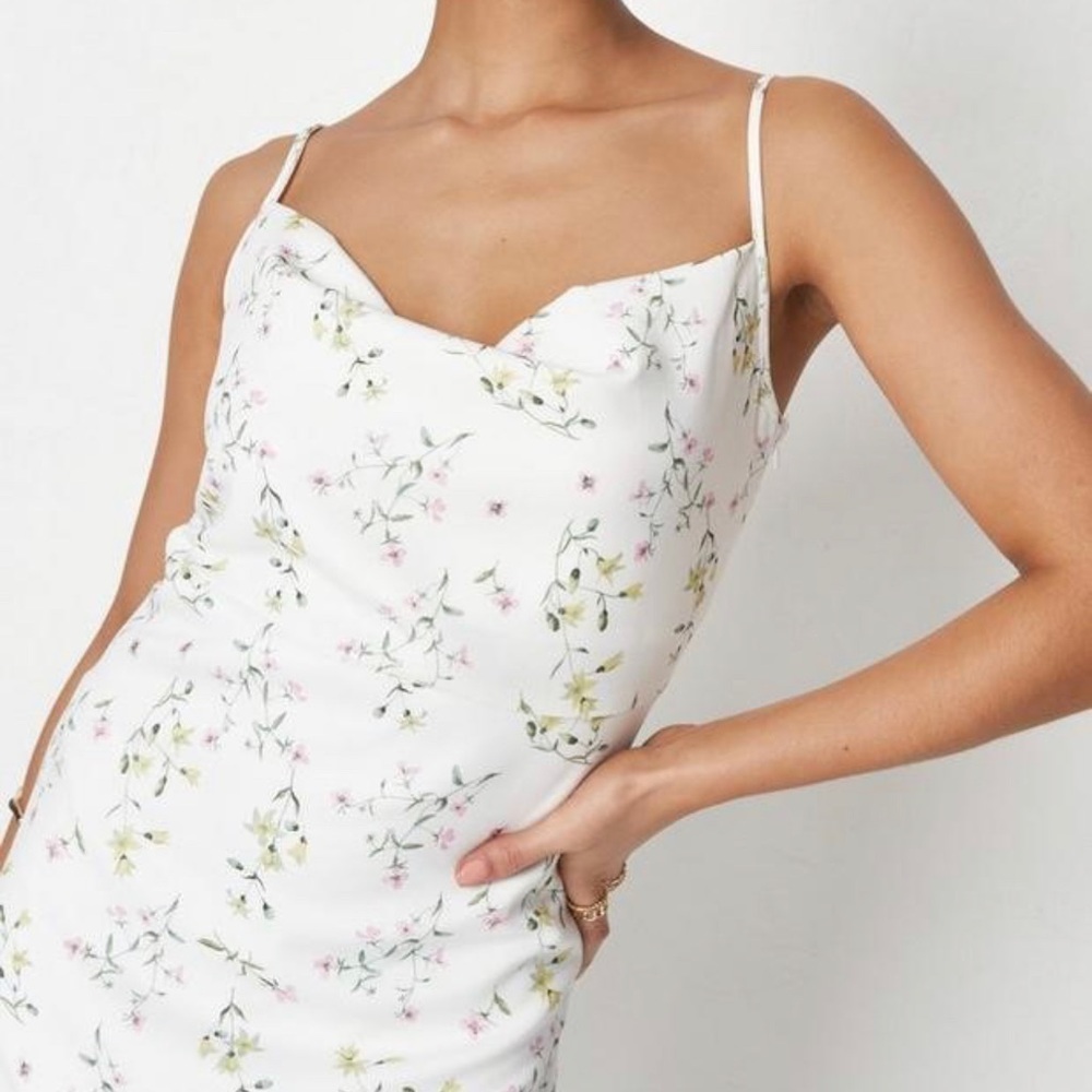 Missguided floral print cowl neck midi dress